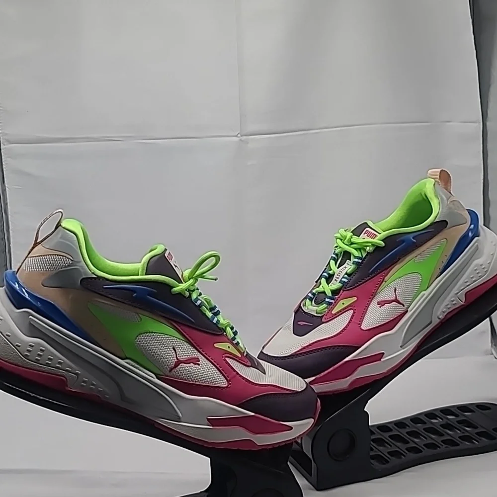 Puma Womens Sz 8.5 RS Fast Pop White Purple Sweet Grape Sneakers Shoes 384328 01 - Picture 2 of 9